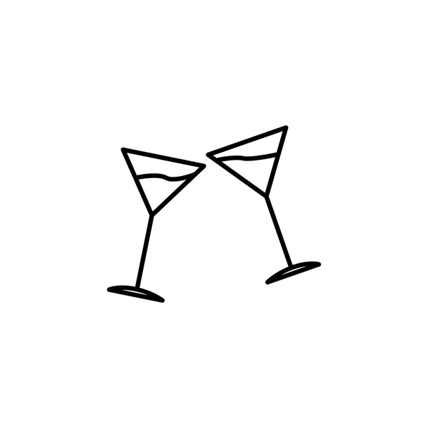 Cocktailgläser-Symbol. Element der Hochzeit für mobile Konzepte und Web-Apps Illustration. Thin Line Icon für Website-Design und -Entwicklung, App-Entwicklung. Premium-Symbol auf weißem Hintergrund - Vektor, Bild