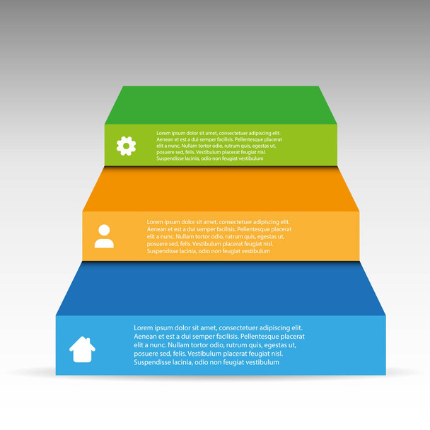 Vektori Infographic kolmella värivaiheella
 - Vektori, kuva