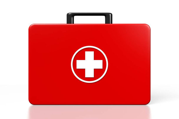 Κόκκινη τσάντα ιατρική - απομονώνονται σε λευκό φόντο. - Φωτογραφία, εικόνα