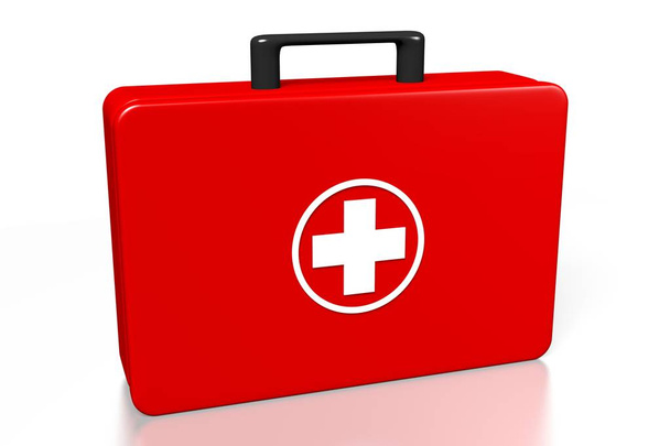 Piros orvosi táska - elszigetelt fehér background. - Fotó, kép