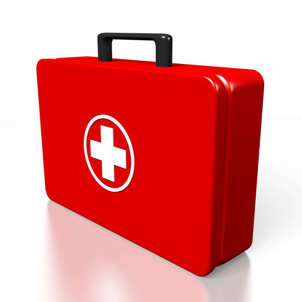 rote medizinische Tasche - isoliert auf weißem Hintergrund. - Foto, Bild