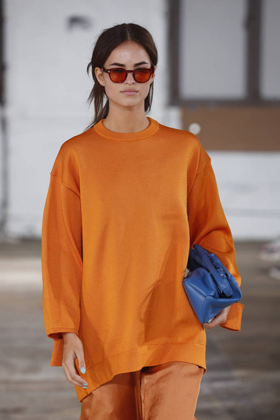 NEW YORK, NY - SEPTEMBER 09: A model walks the runway at Tibi Spring 2019 fashion show during New York Fashion Week on September 9, 2018 in New York City. - 写真・画像