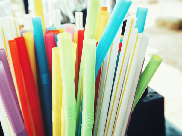 Colorful drinking straws close up  - Foto, Imagen