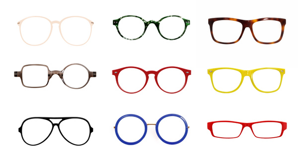 Set de gafas aisladas sobre fondo blanco para aplicar sobre un retrato - Foto, imagen