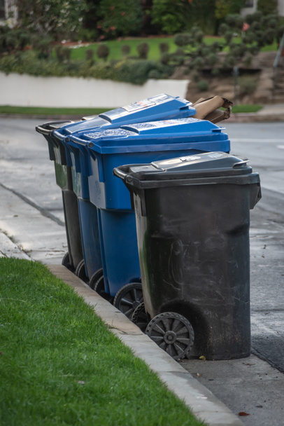 Garbage Cans Waiting for Pickup - Photo, Image
