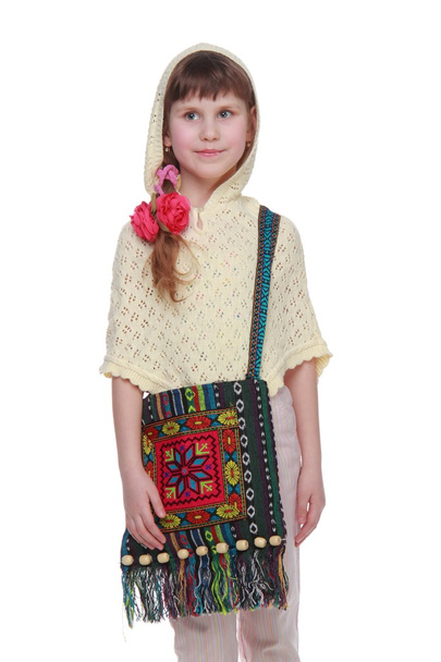 Llittle girl with a handmade bag - Valokuva, kuva
