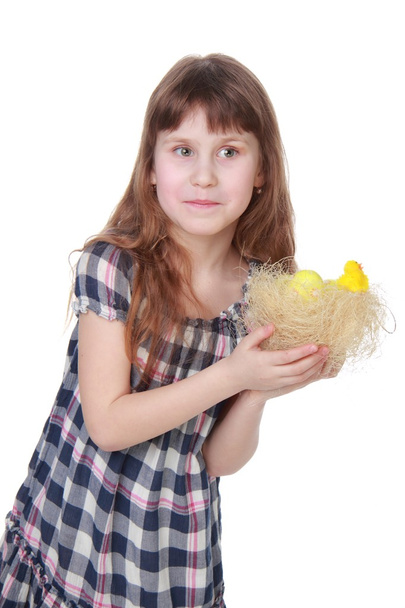 Pretty little girl holding an Easter decoration - Foto, Imagem