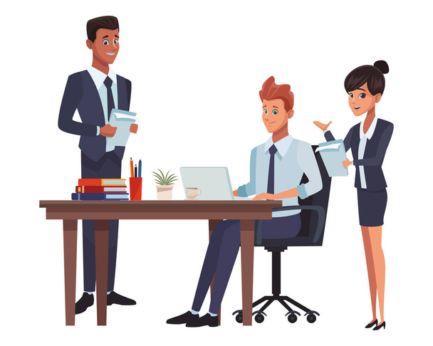 executive business coworkers cartoon - Vector, Image