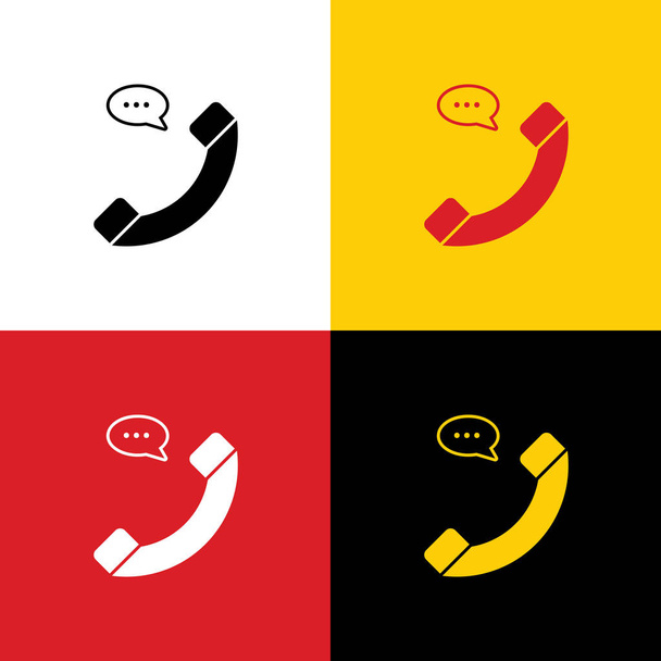 Teléfono con señal de burbuja del habla. Vector. Iconos de bandera alemana en los colores correspondientes como fondo
. - Vector, Imagen