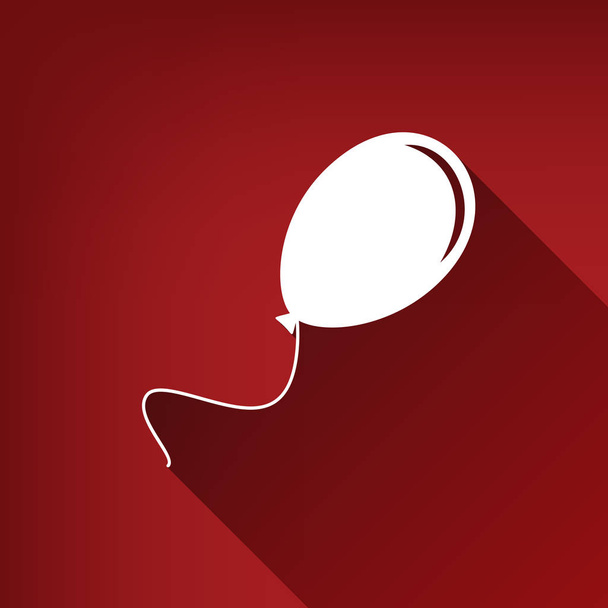 Balloon sign illustration. Vector. White icon with limitless shadow at ruby red background. - Вектор,изображение