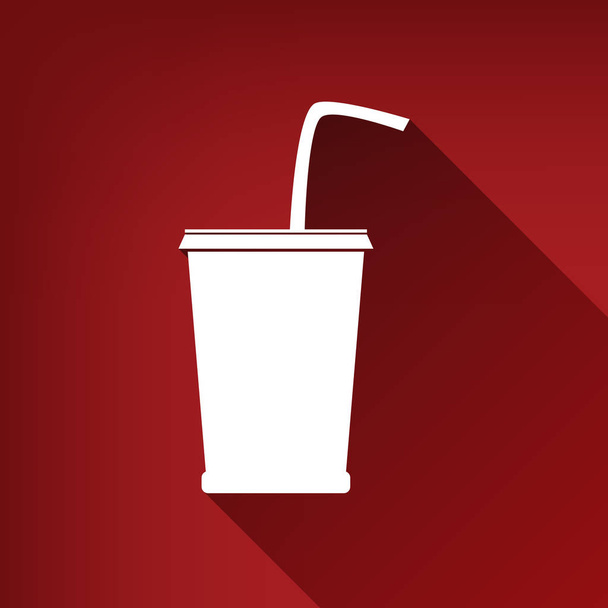 Drink sign illustration. Vector. White icon with limitless shadow at ruby red background. - Vector, Image