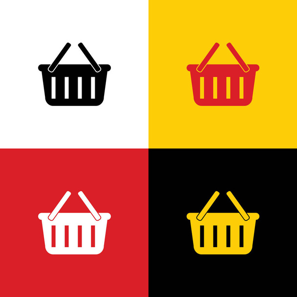 Shopping basket sign. Vector. Icons of german flag on corresponding colors as background. - Vector, Image