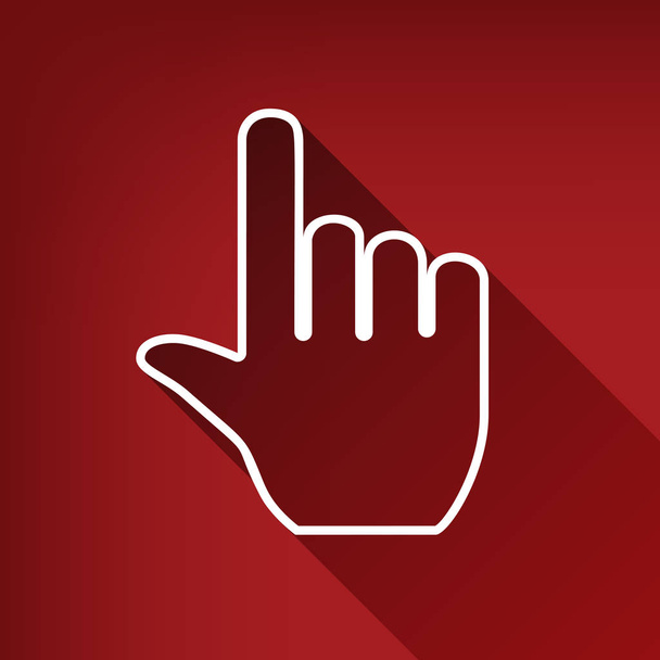 Hand sign illustration. Vector. White icon with limitless shadow at ruby red background. - Vector, Image