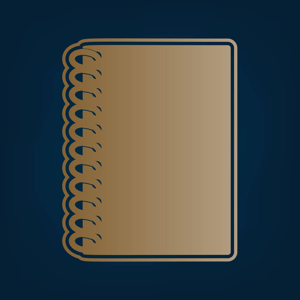 Notebook simple sign. Vector. Golden icon and border at dark cyan background. - Vector, Image