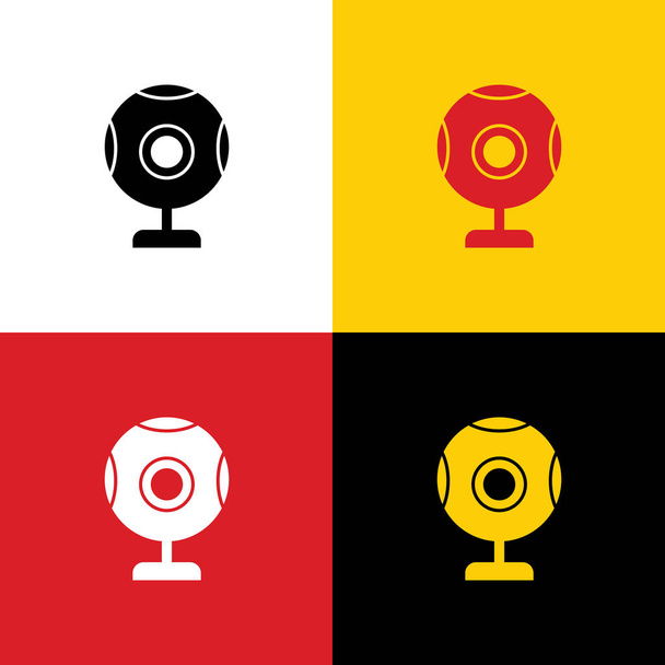 Chat web caméra signe. Vecteur. Icônes du drapeau allemand sur les couleurs correspondantes comme arrière-plan
. - Vecteur, image