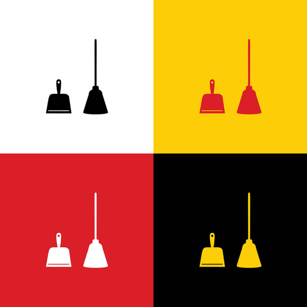 Dustpan sign. Scoop for cleaning garbage housework dustpan equipment. Vector. Icons of german flag on corresponding colors as background. - Vector, Image