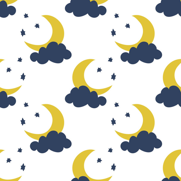měsíc a hvězdy bezešvé doodle vzor - Vektor, obrázek