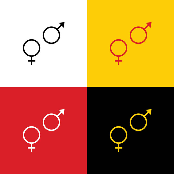 Símbolo sexual. Vector. Ícones da bandeira alemã nas cores correspondentes como fundo
. - Vetor, Imagem