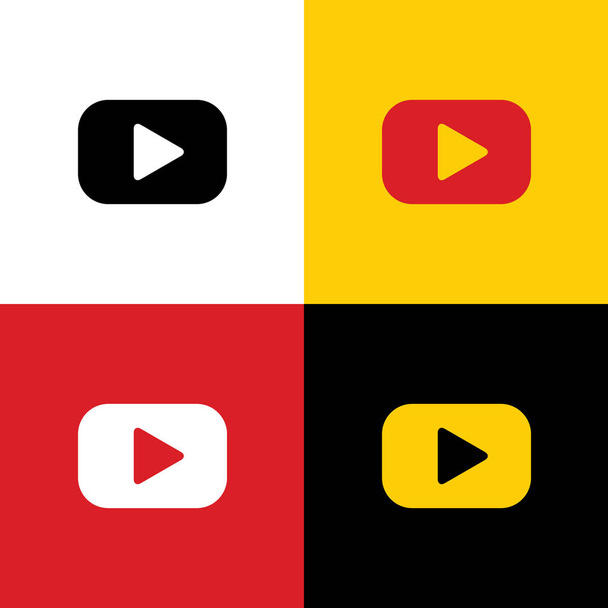 Play button sign. Vector. Icons of german flag on corresponding colors as background. - Vector, Image