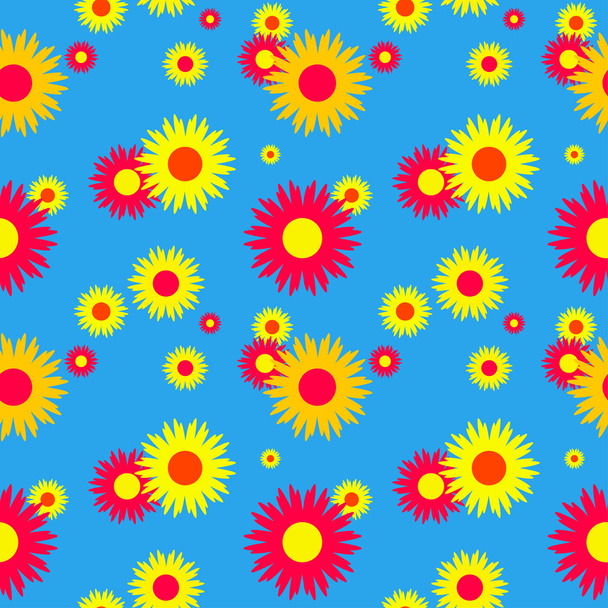 Patrón floral sin costuras sobre un fondo azul. Ilustración vectorial
. - Vector, Imagen