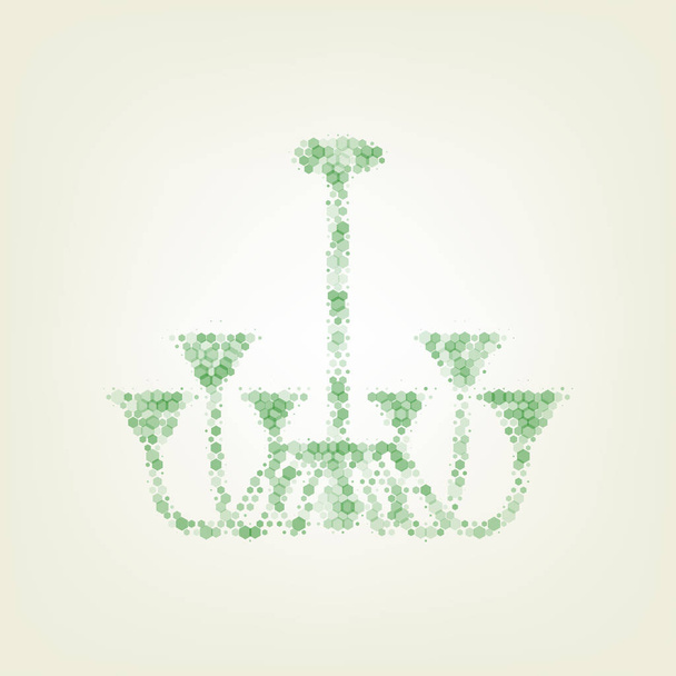 Chandelier simple sign. Vector. Green hexagon rastered icon and noised opacity and size at light green background with central light. - Vector, Image