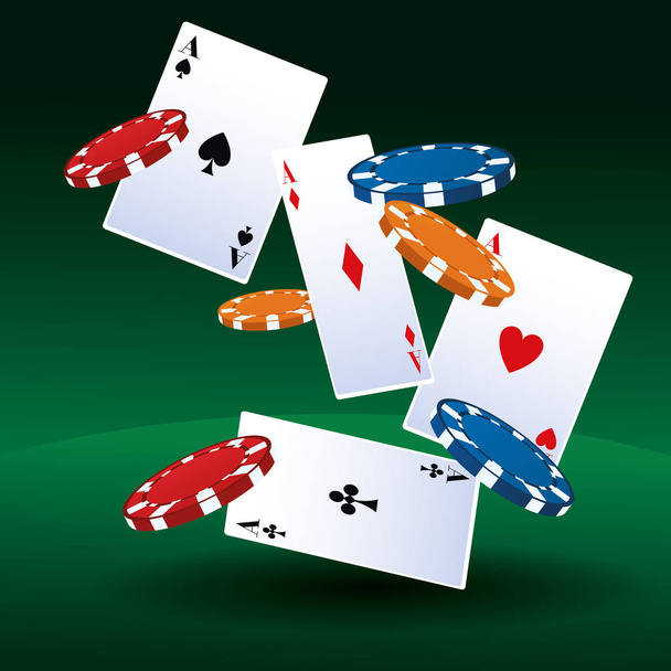 Casino gioco d'azzardo cartoni animati chip e carte vettoriale illustrazione grafica
 - Vettoriali, immagini