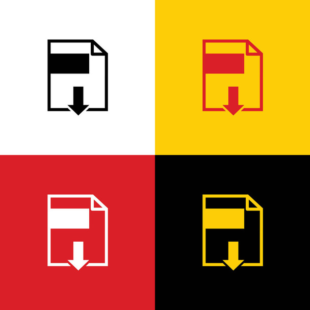 File download sign. Vector. Icons of german flag on corresponding colors as background. - Vector, Image