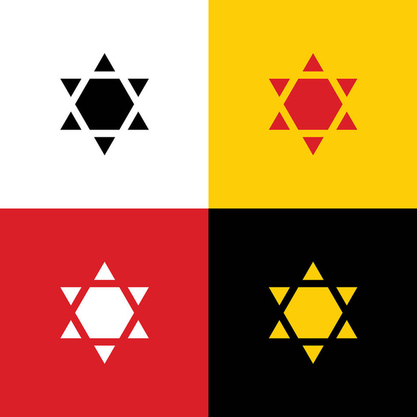 Bouclier Magen David Star Inverse. Symbole d'Israël inversé. Vecteur. Icônes du drapeau allemand sur les couleurs correspondantes comme arrière-plan
. - Vecteur, image