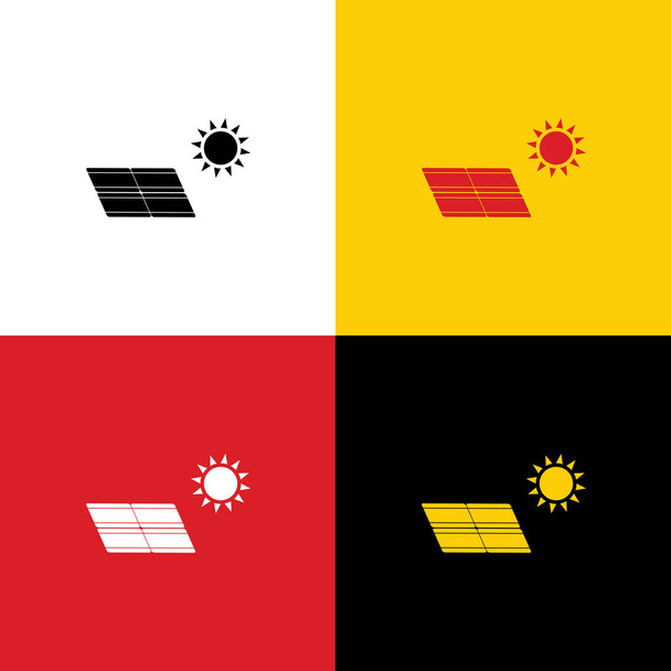 Sonnenkollektoren. eco trend concept unterschreiben. Vektor. Symbole der deutschen Flagge auf entsprechenden Farben als Hintergrund. - Vektor, Bild