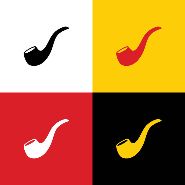 Smoke pipe sign. Vector. Icons of german flag on corresponding colors as background. - Vector, Image