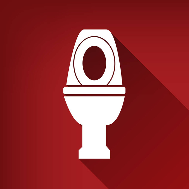 Toilet sign illustration. Vector. White icon with limitless shadow at ruby red background. - Vector, Image