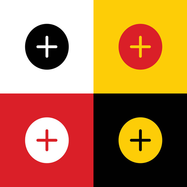 Simbolo positivo più segno. Vettore. Icone di bandiera tedesca sui colori corrispondenti come sfondo
. - Vettoriali, immagini