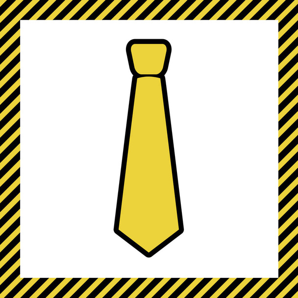 Tie sign illustration. Vector. Warm yellow icon with black contour in frame named as under construction at white background. Isolated. - Vector, Image