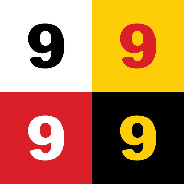 9 番サインはデザイン テンプレートの要素です。ベクトル。背景として、対応する色のドイツの旗のアイコン. - ベクター画像