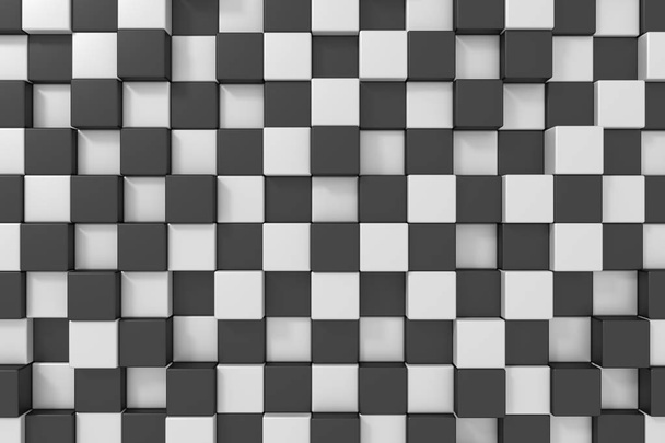 Black and white cubes background. 3d rendering. - Photo, Image