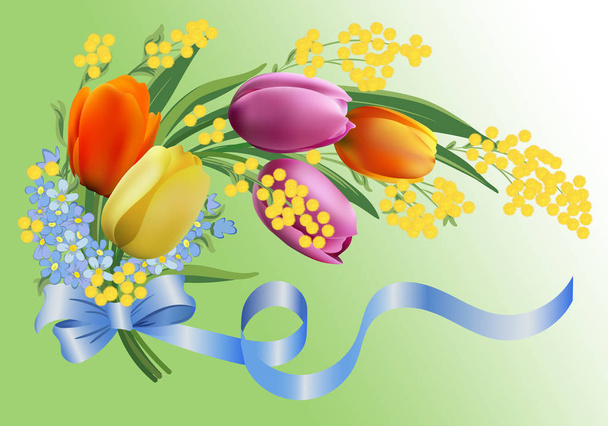 Bouquet of spring flowers - Vector, Image