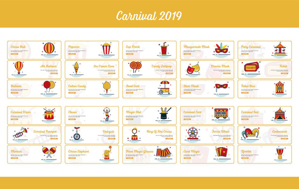 Coleção de banner de carnaval com contorno estilo preenchido
 - Vetor, Imagem