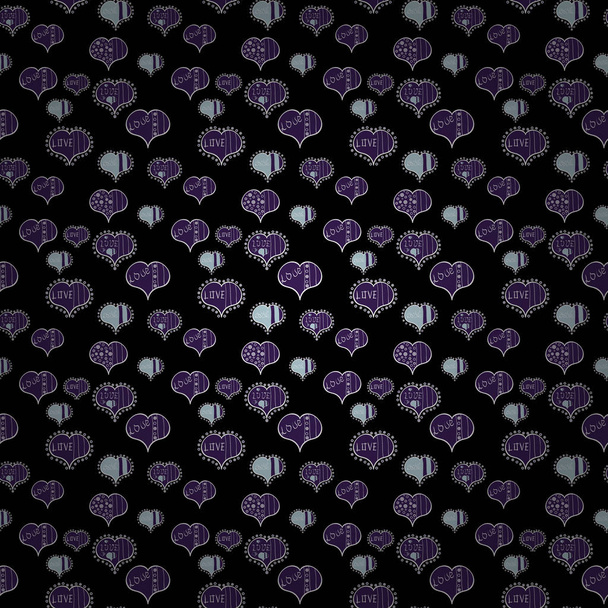 紫、白と黒のグランジ ハートのシームレスです。タイポグラフィ レタリング ポスター。ベクトルを中心に。かわいい要素とデザインが大好きです。デザイン スケッチは、心を愛しています。バレンタイン カード愛の心. - ベクター画像