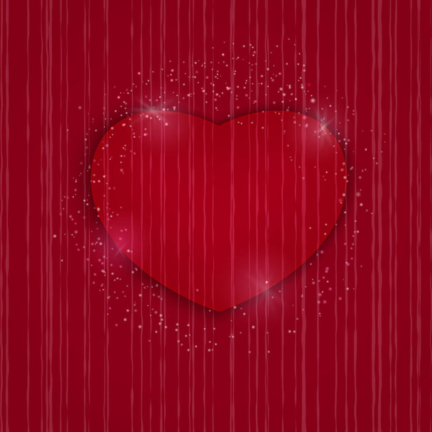 Coração cartão de Dia dos Namorados no fundo vermelho. Modelo de cartão de convite de casamento, conceito de amor. Cartaz festivo para 14 de fevereiro. Ilustração vetorial
 - Vetor, Imagem