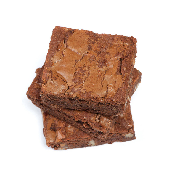 leckere Schokolade Brownies Kuchen isoliert auf weißem Hintergrund - Foto, Bild