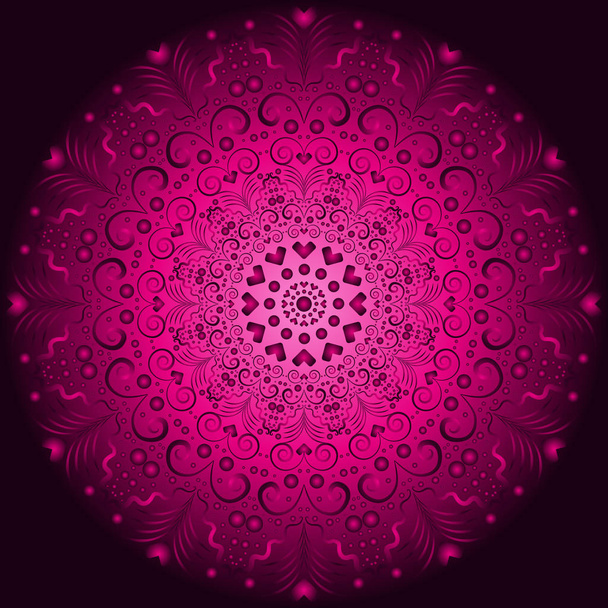 Pink and purple gradient vintage round pattern over dark, vector eps 8 - Вектор,изображение