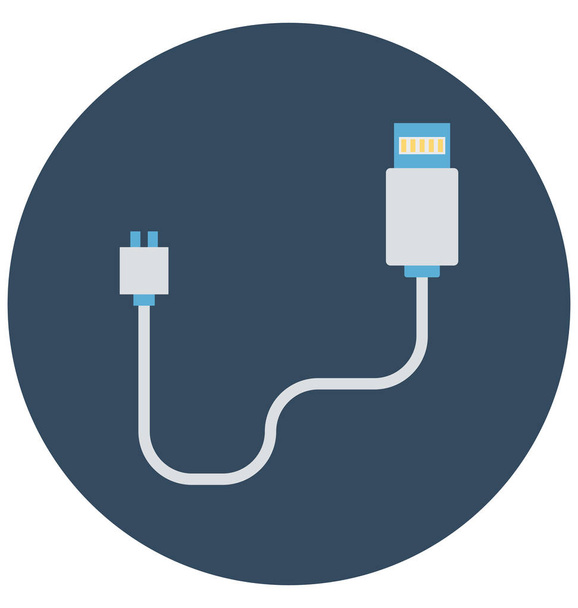 USB Isolated Color Vector icon that can be easily modified or edit - Vector, Image