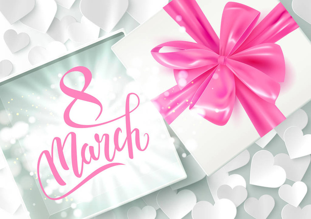 Buona Giornata internazionale della donna, fiocco regalo con fiocco decorativo, 8 marzo, cartolina, illustrazione vettoriale
 - Vettoriali, immagini