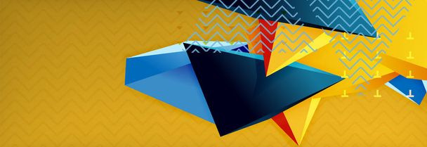3d triangular shapes geometric background. Origami style pattern with triange shapes for decorative design. Poster design. Line design. Modern presentation template - Vector, Image