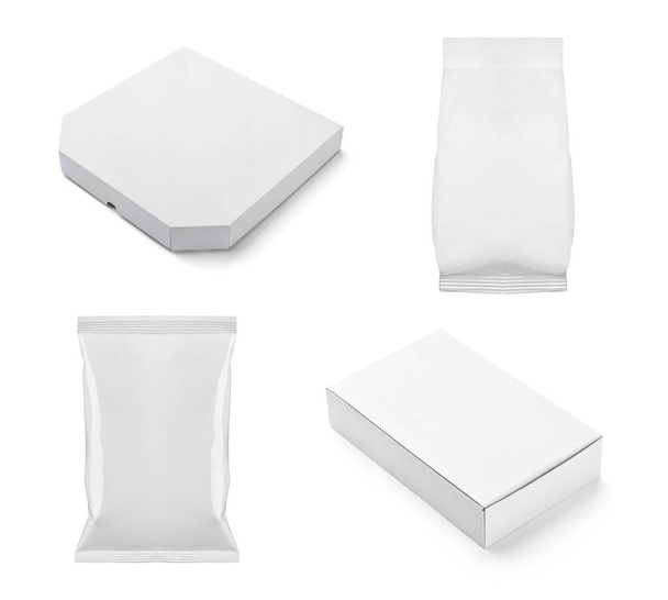 колекція різних білих коробок і пакетів на білому тлі. кожен знімається окремо
 - Фото, зображення