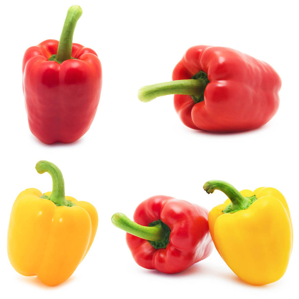 Sada různých pohledů na papriky izolovat na bílém pozadí - Fotografie, Obrázek
