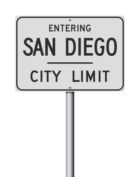 Vectorillustratie van het invoeren van San Diego stad limiet witte verkeersbord - Vector, afbeelding