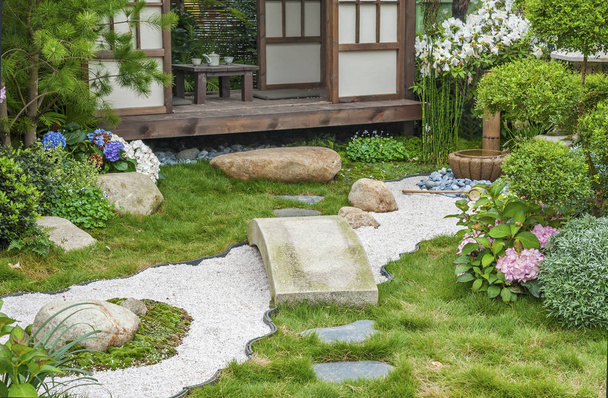 üres zöld japán kert - Fotó, kép