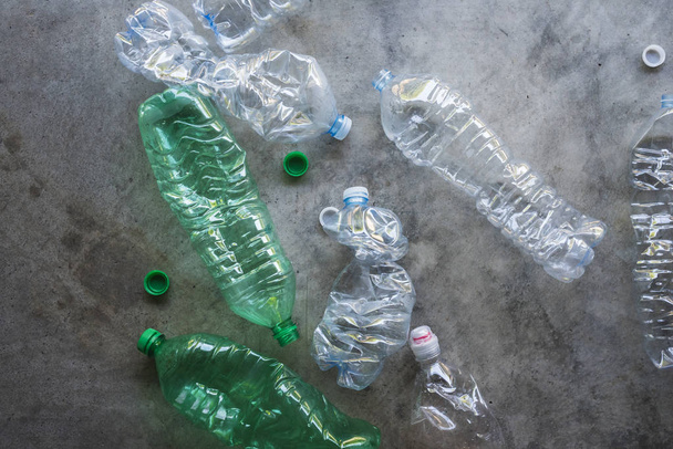 Plastic bottles still life texture. - Foto, afbeelding