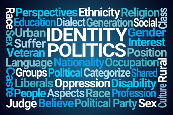 Política de identidade Word Cloud em fundo azul
 - Foto, Imagem